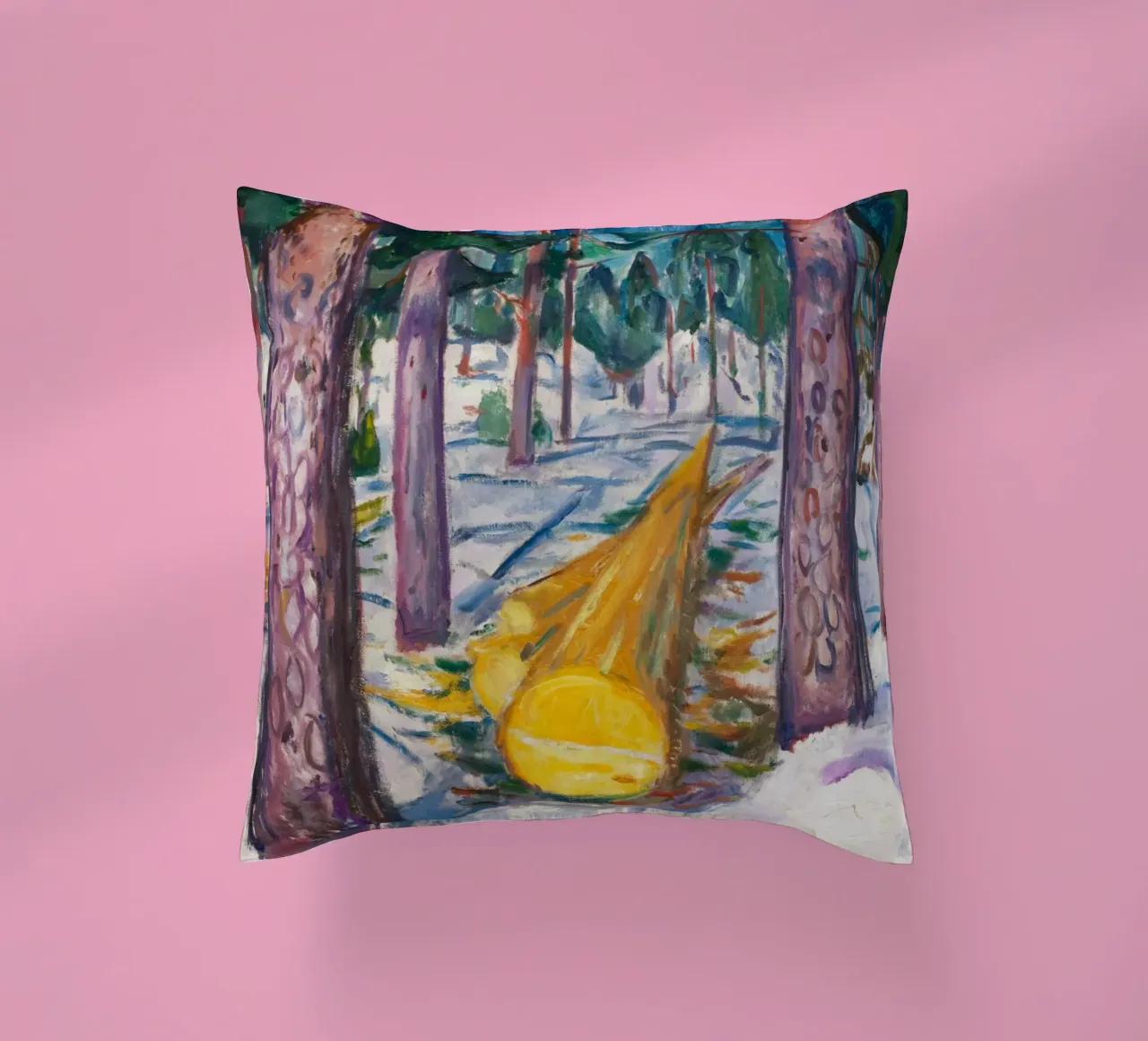Edvard Munch - Il ceppo giallo cuscino da Timeless Artworks