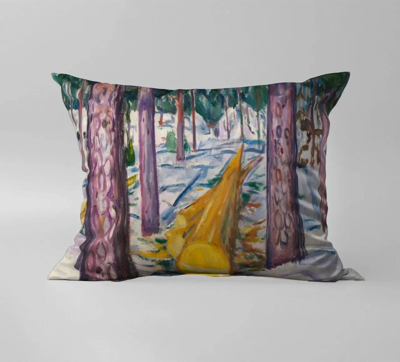 Edvard Munch - Il ceppo giallo cuscino da Timeless Artworks