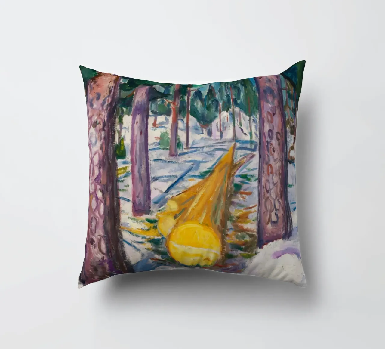 Edvard Munch - Il ceppo giallo cuscino da Timeless Artworks