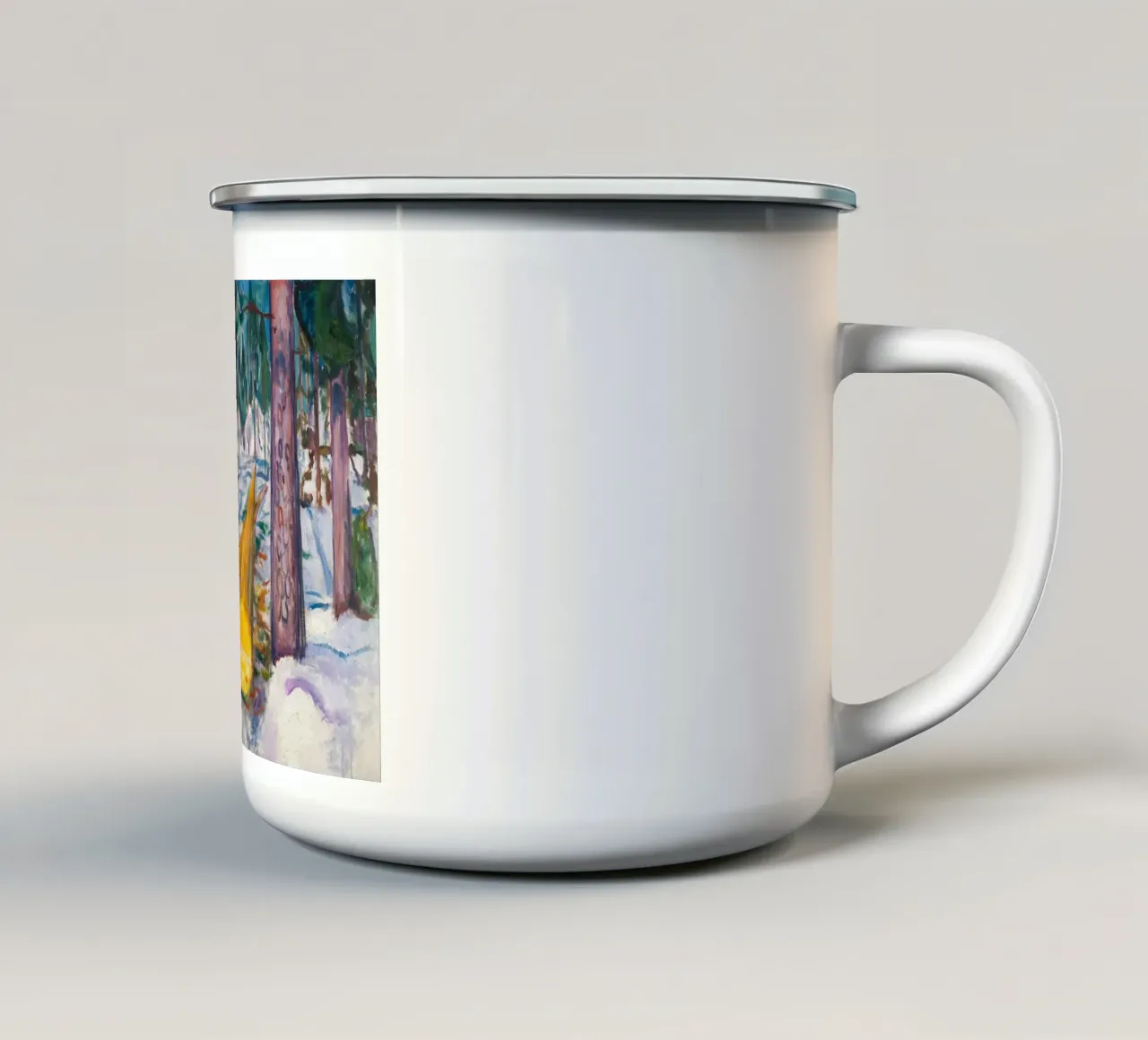 Edvard Munch - Il ceppo giallo tazza in smalto da Timeless Artworks