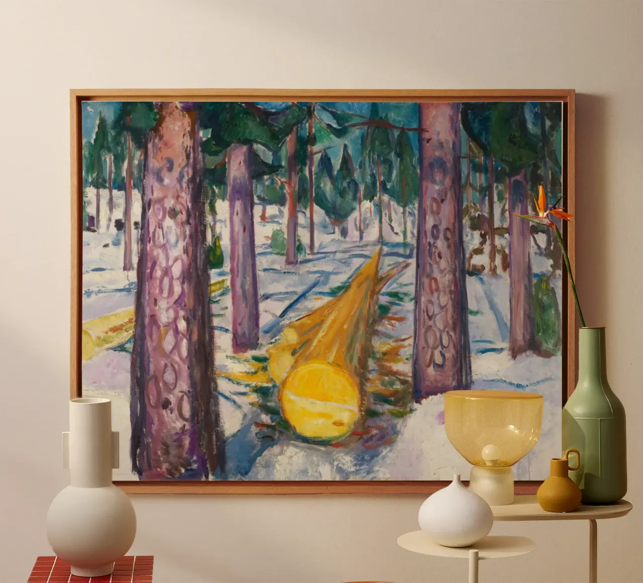 Edvard Munch - Het gele logboek canvas met Baklijst van Timeless Artworks