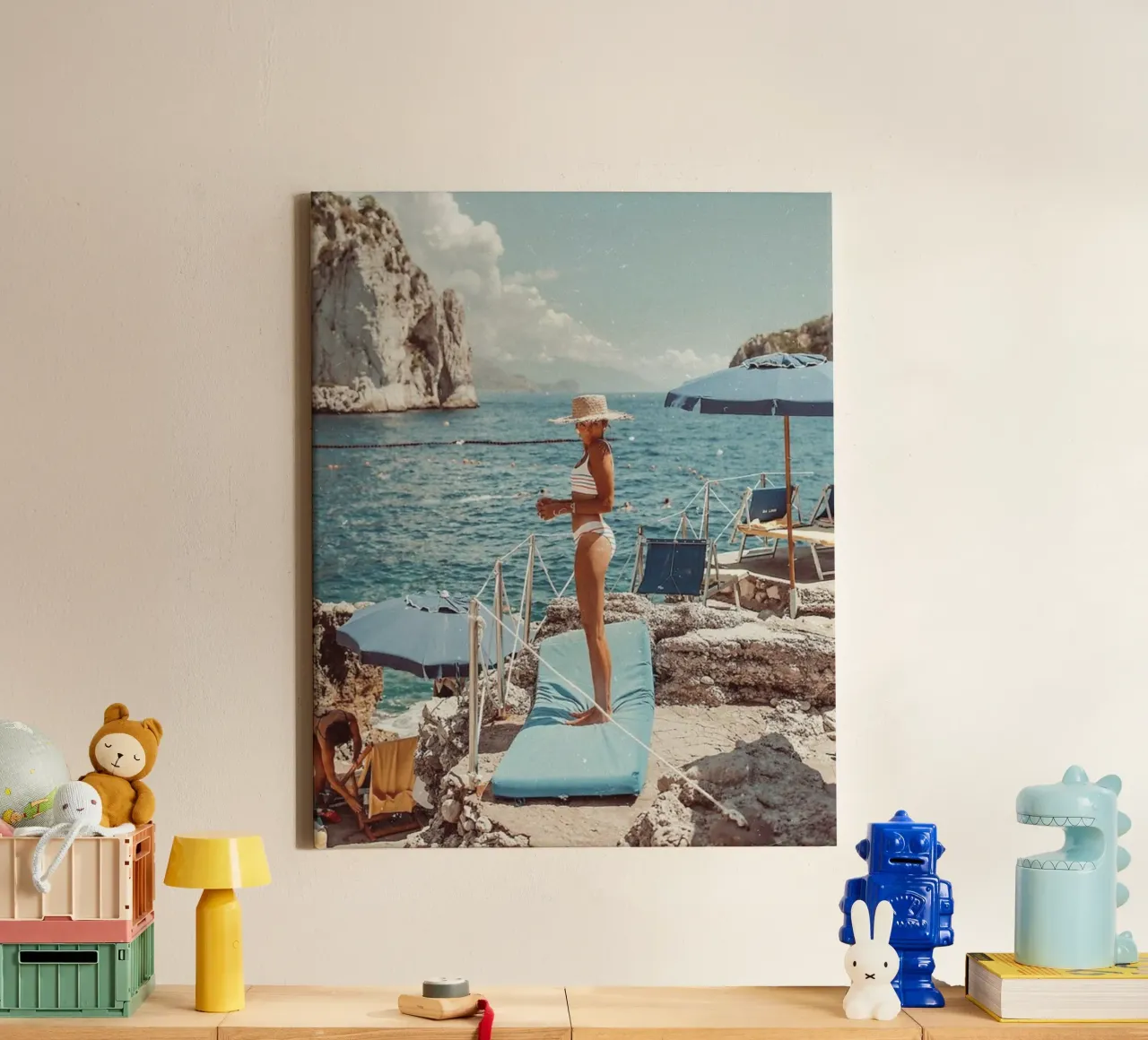 Amalfi Coast, Italy poster, la dolce vita wall art tela con Cornice a cassetta da TheTravelClub