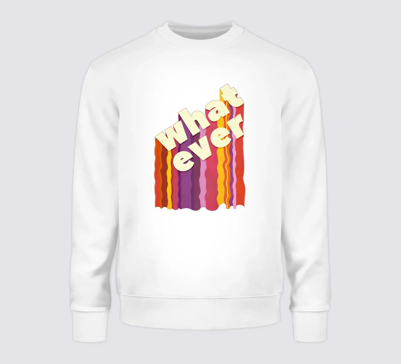 Retro "Whatever" – Wavy 3D Typography Print sweatshirt by showmemars