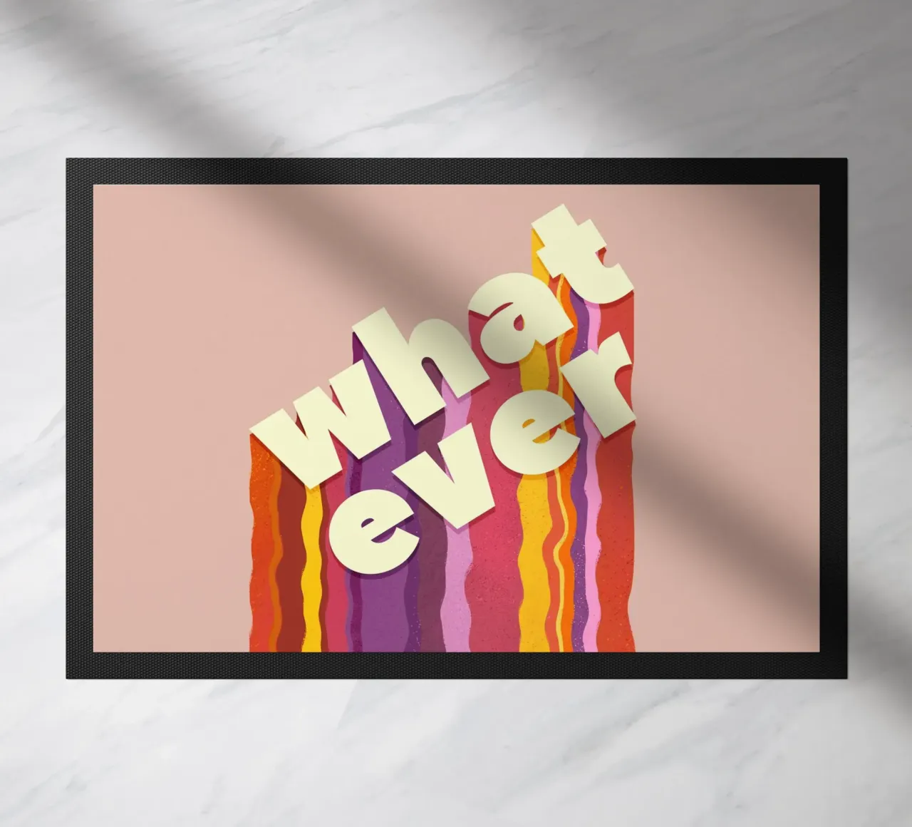 Retro "Whatever" – Wavy 3D Typography Print doormat by showmemars