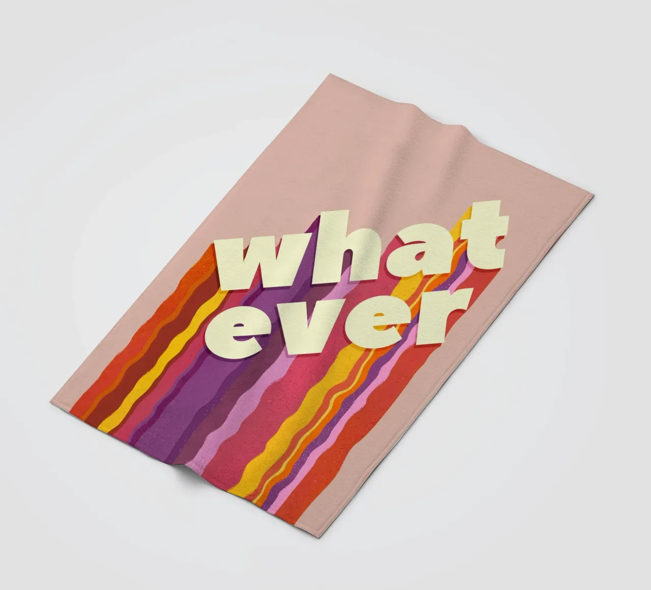Retro "Whatever" – Wavy 3D Typography Print fleece blanket by showmemars