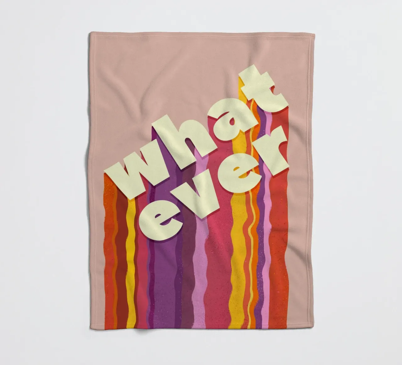 Retro "Whatever" – Wavy 3D Typography Print fleece blanket by showmemars