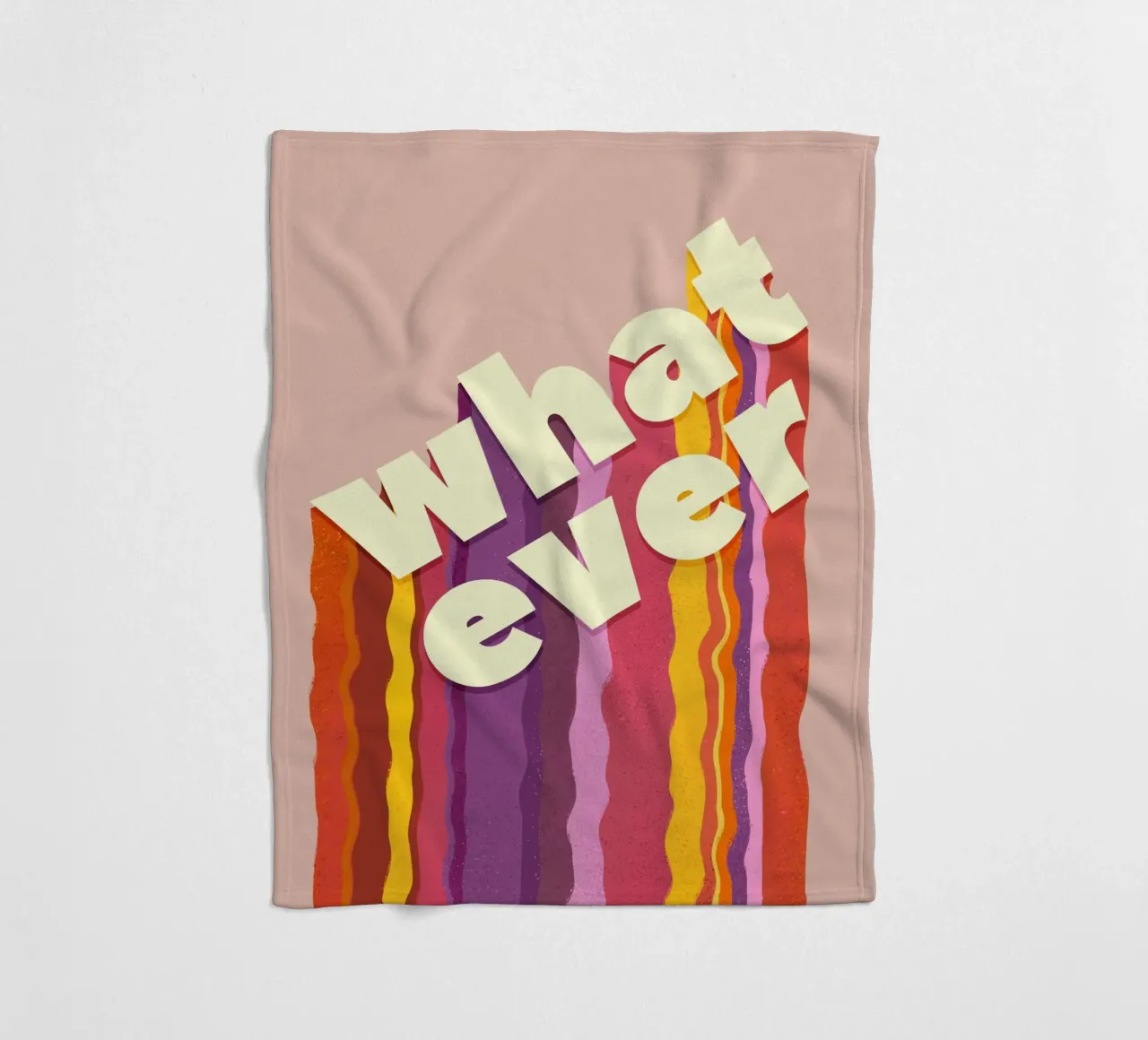 Retro "Whatever" – Wavy 3D Typography Print fleece blanket by showmemars