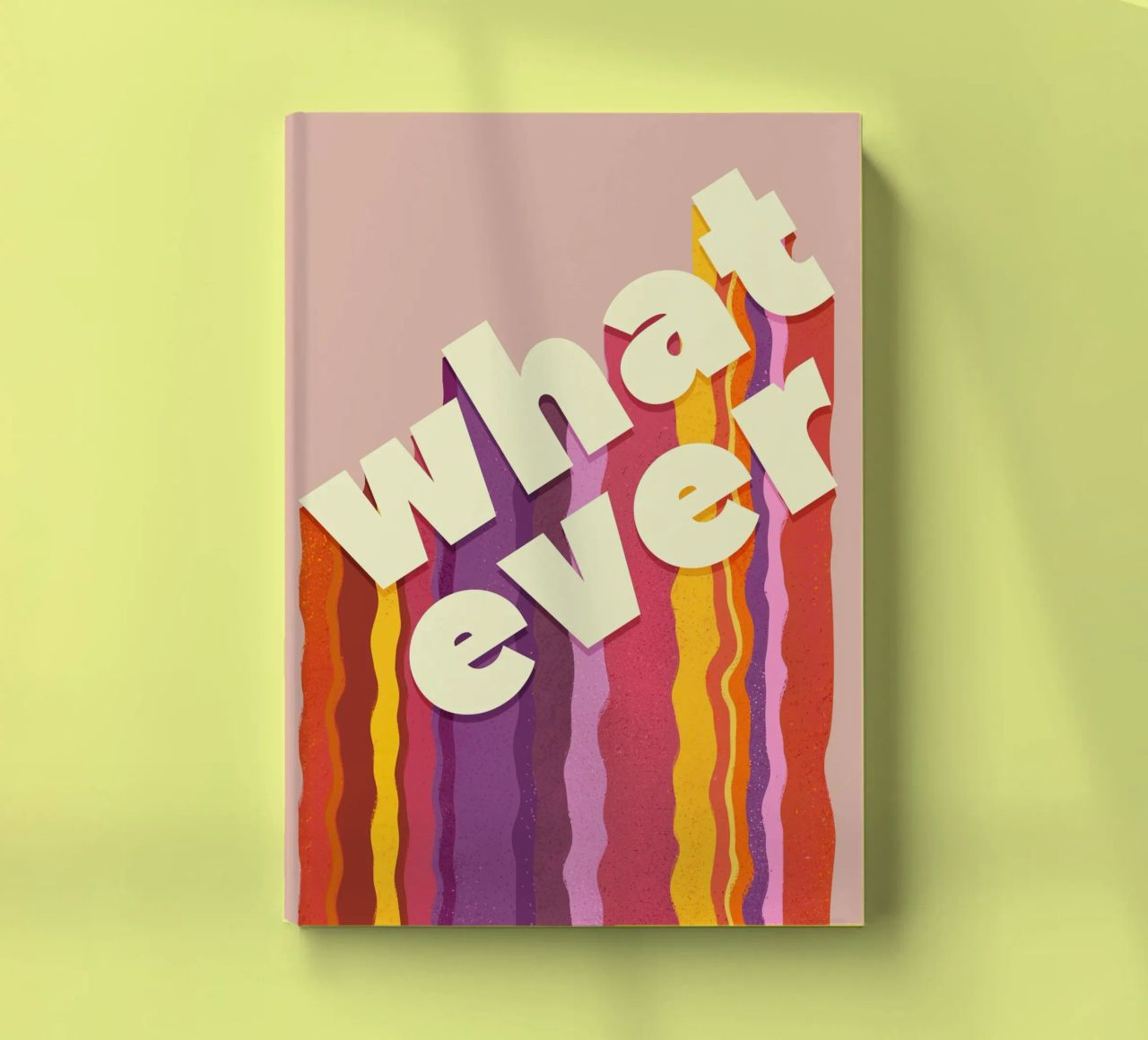 Retro "Whatever" – Wavy 3D Typography Print notebook by showmemars