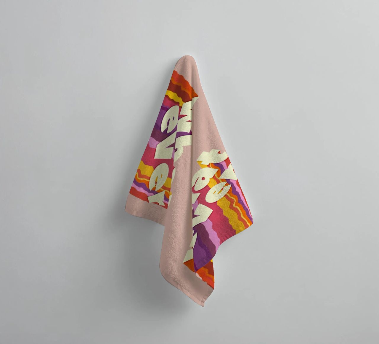 Retro "Whatever" – Wavy 3D Typography Print towel by showmemars