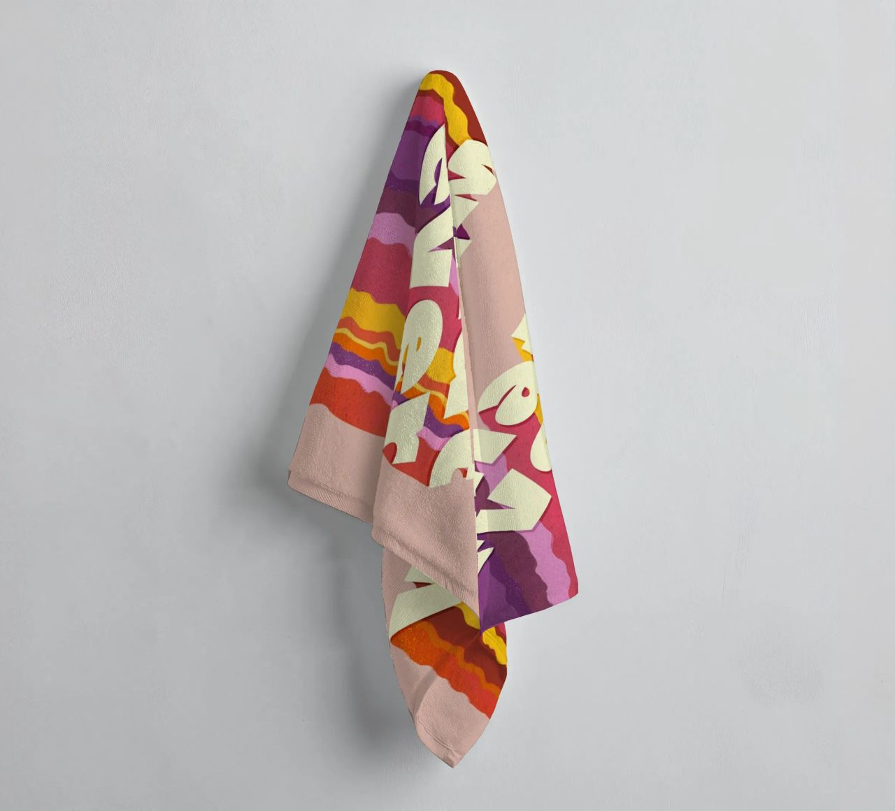 Retro "Whatever" – Wavy 3D Typography Print towel by showmemars