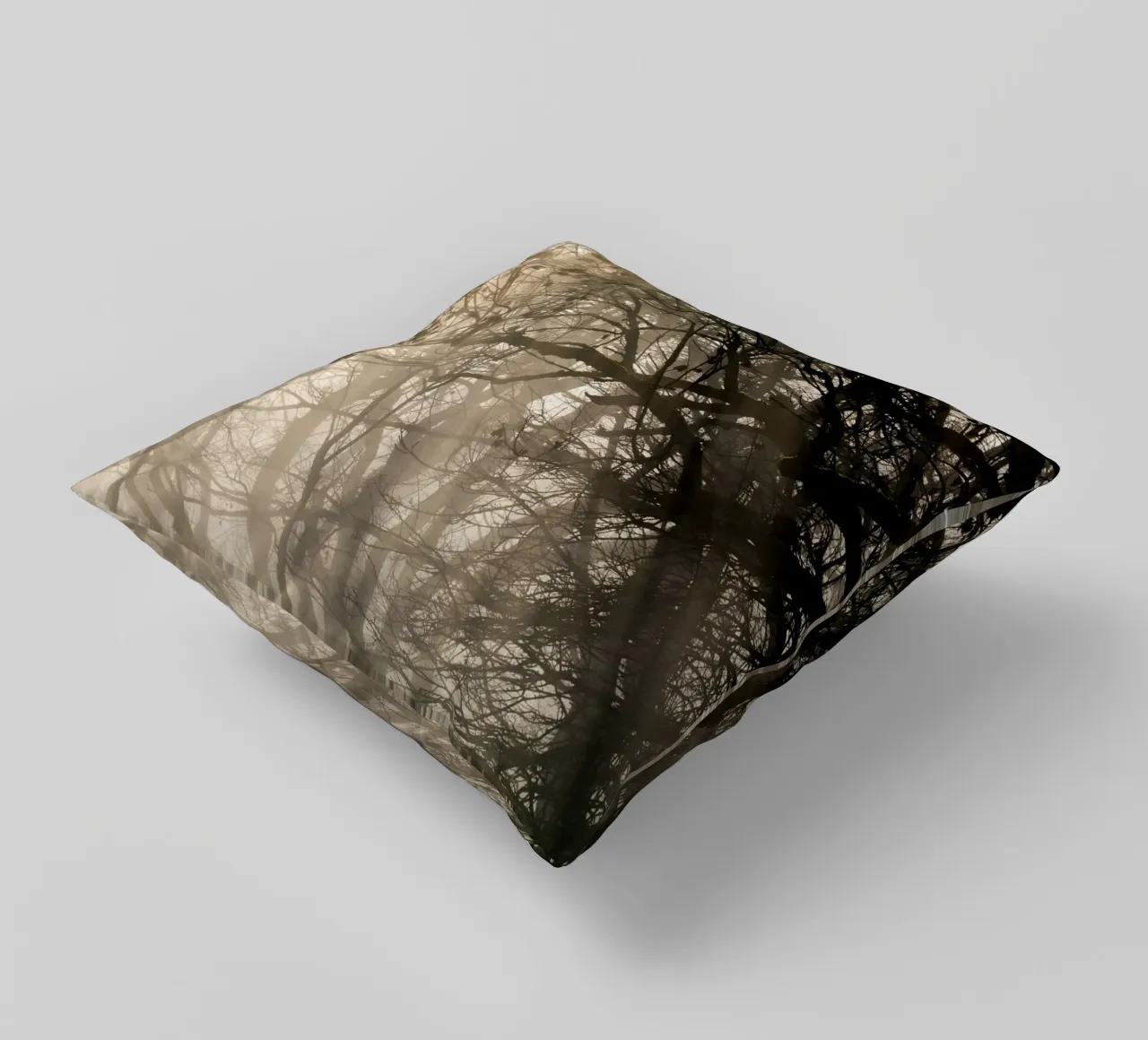 An image of a beautiful tree in the fog in the forest coussin de anderm