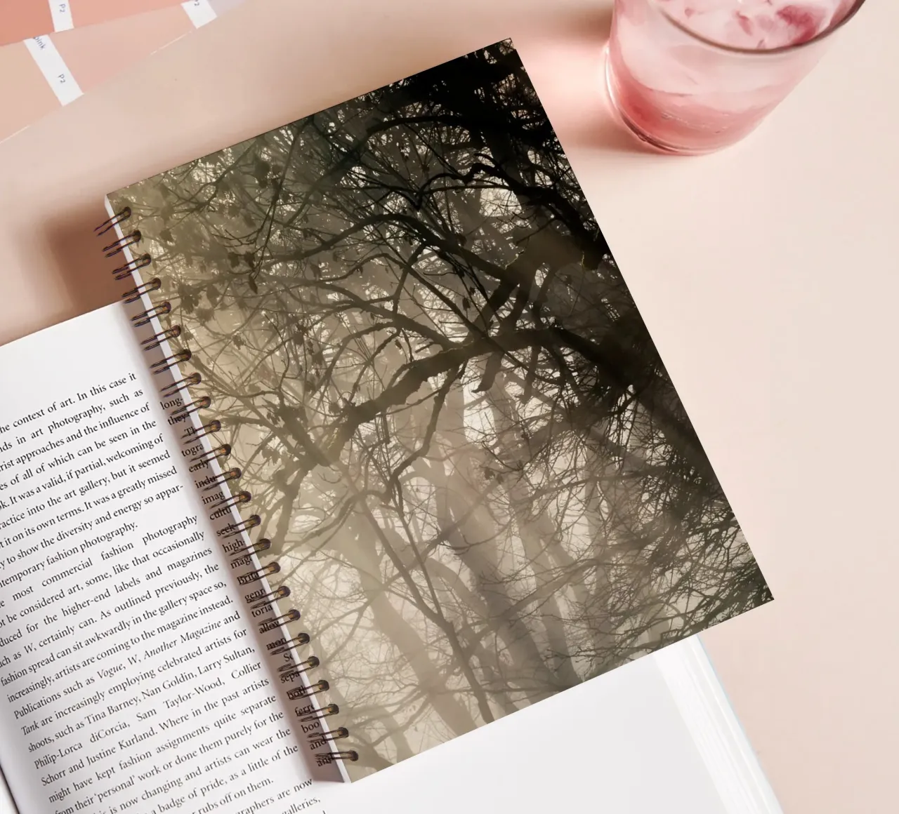 An image of a beautiful tree in the fog in the forest carnet à spirale de anderm