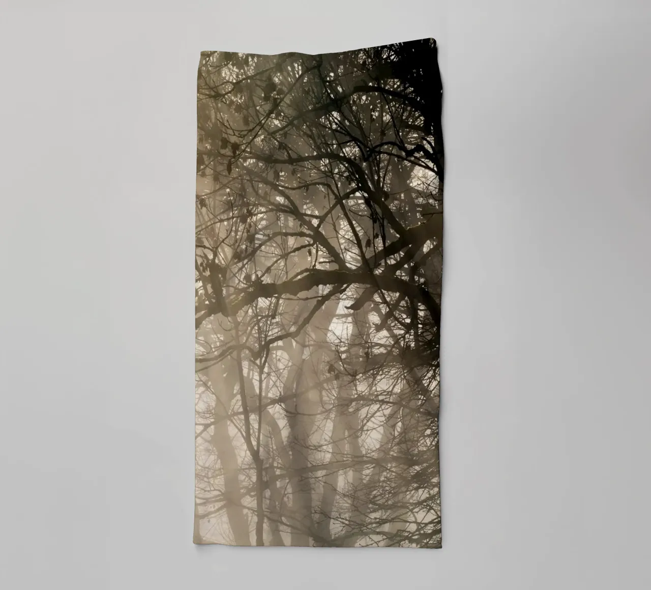 An image of a beautiful tree in the fog in the forest towel by anderm