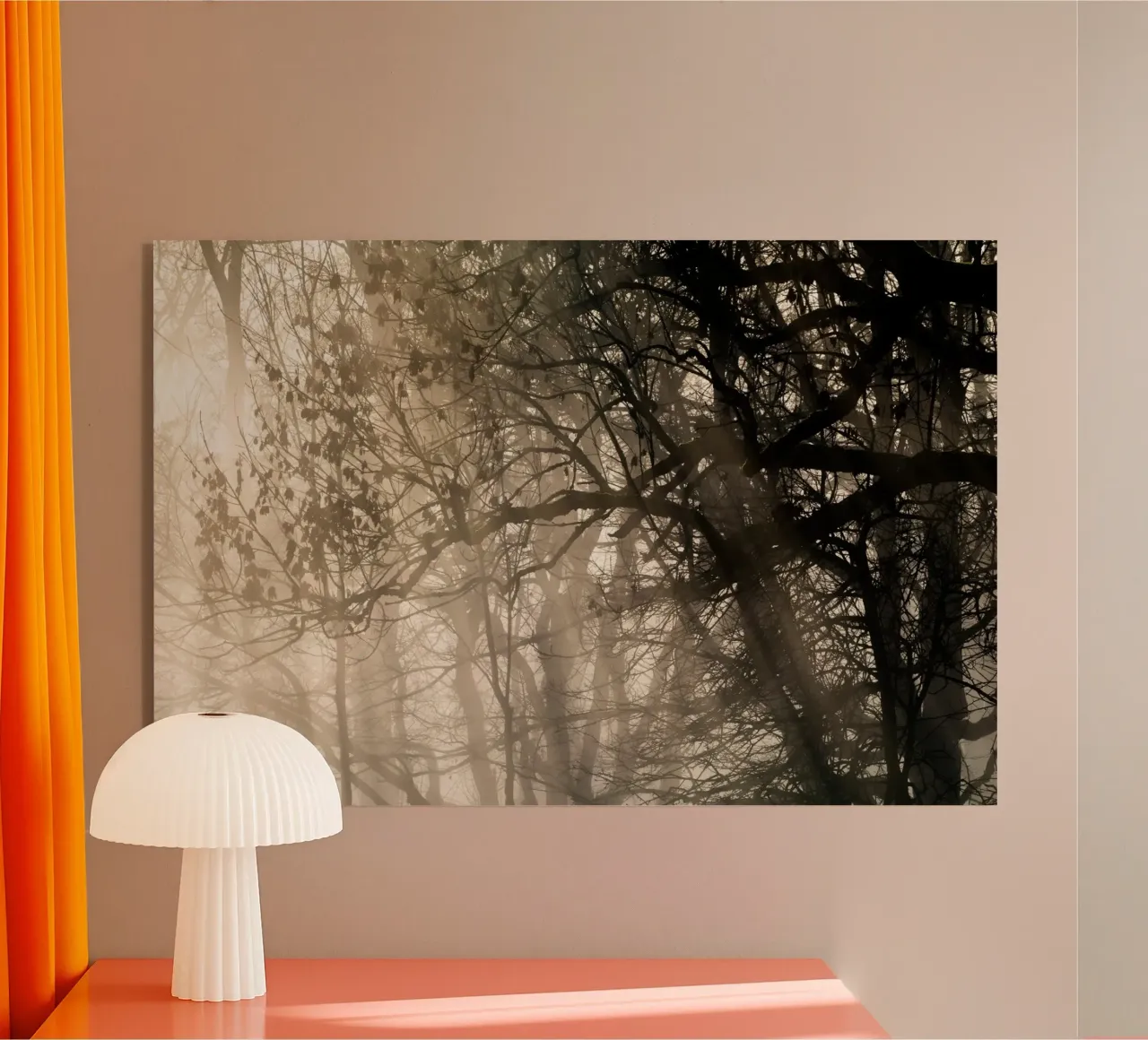 An image of a beautiful tree in the fog in the forest plexiglas de anderm