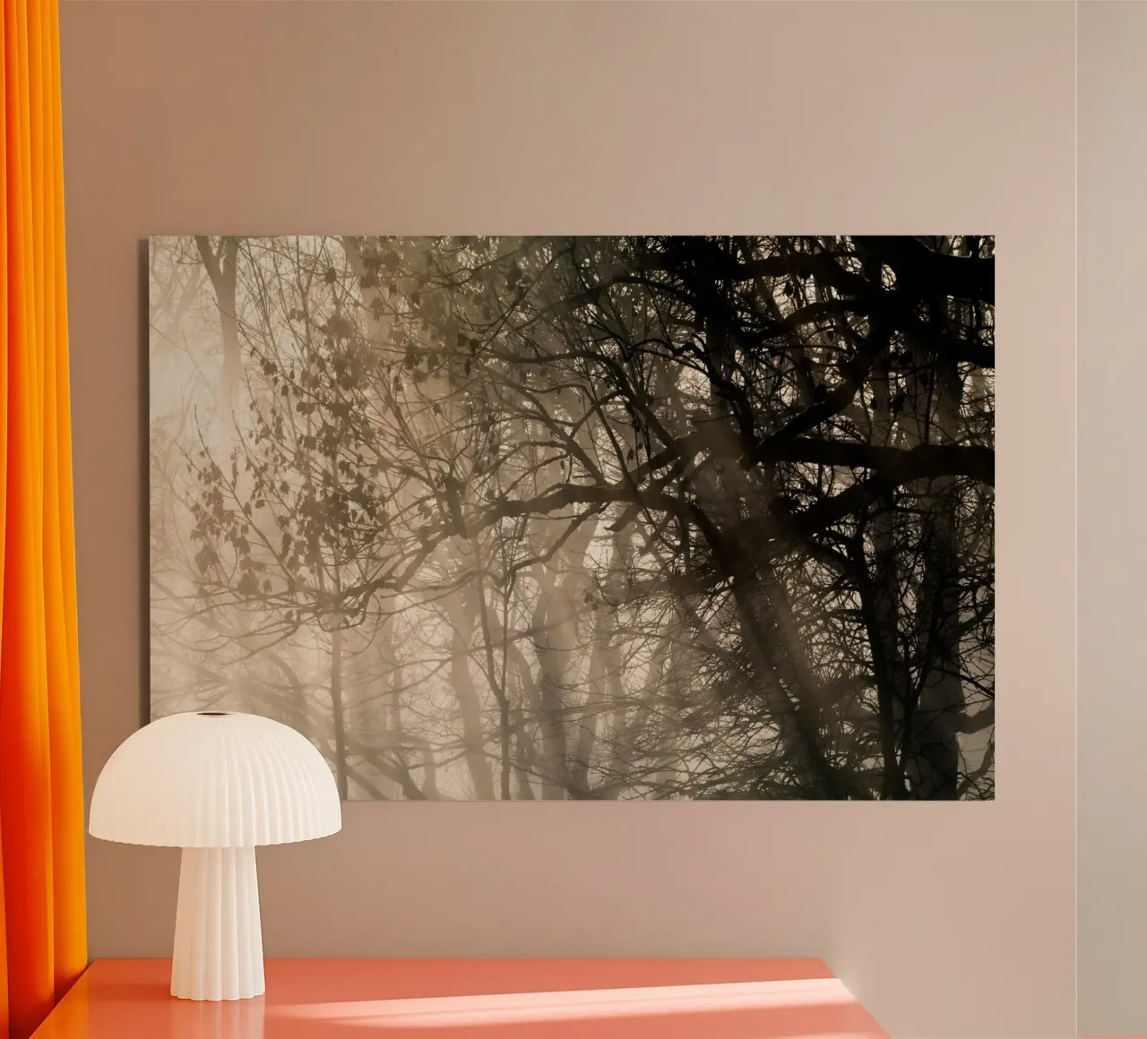 An image of a beautiful tree in the fog in the forest pannello forex da anderm