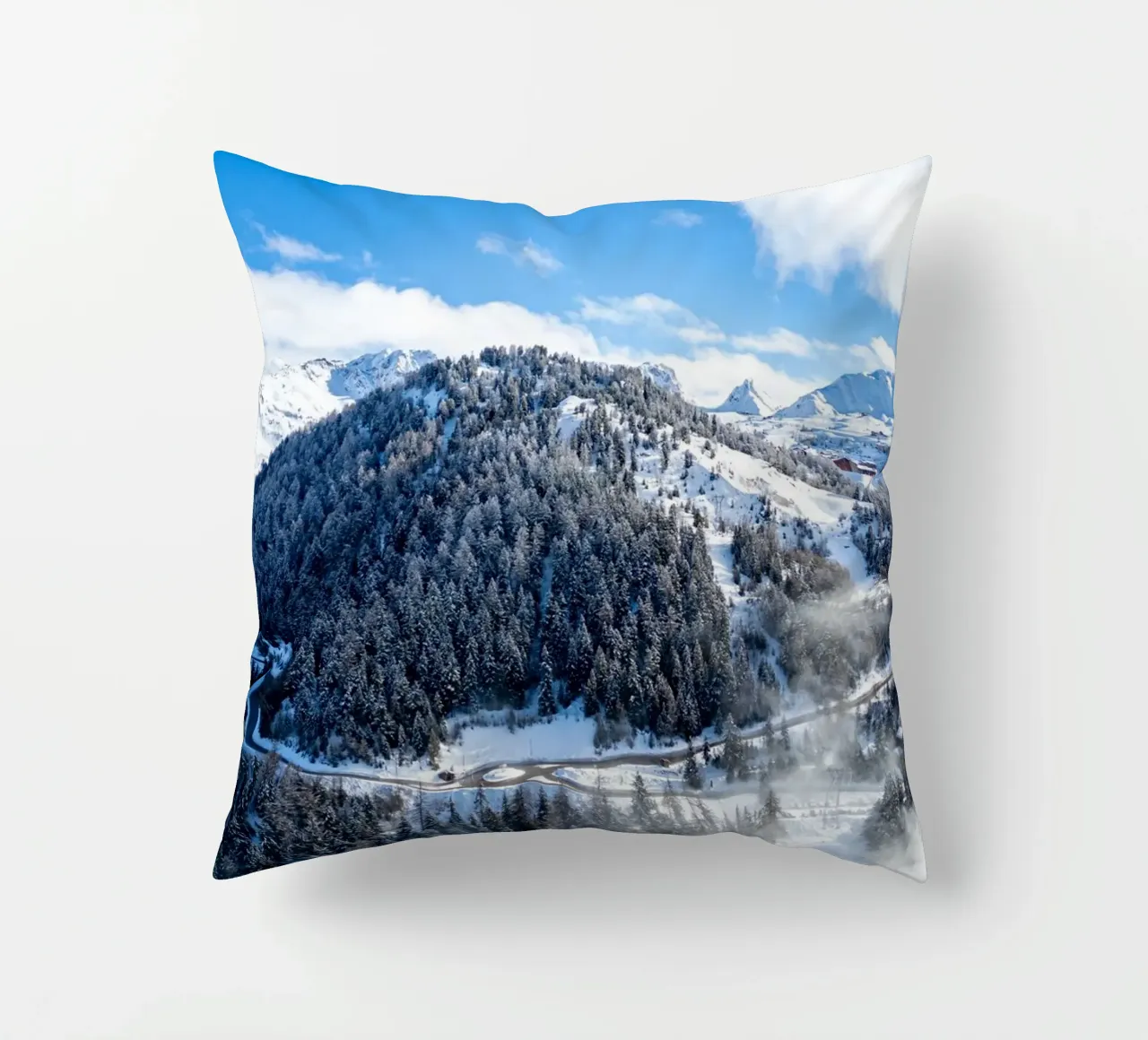 Aerial view of Skiing area of Paradiski, La Plagne, France A cuscino da anderm