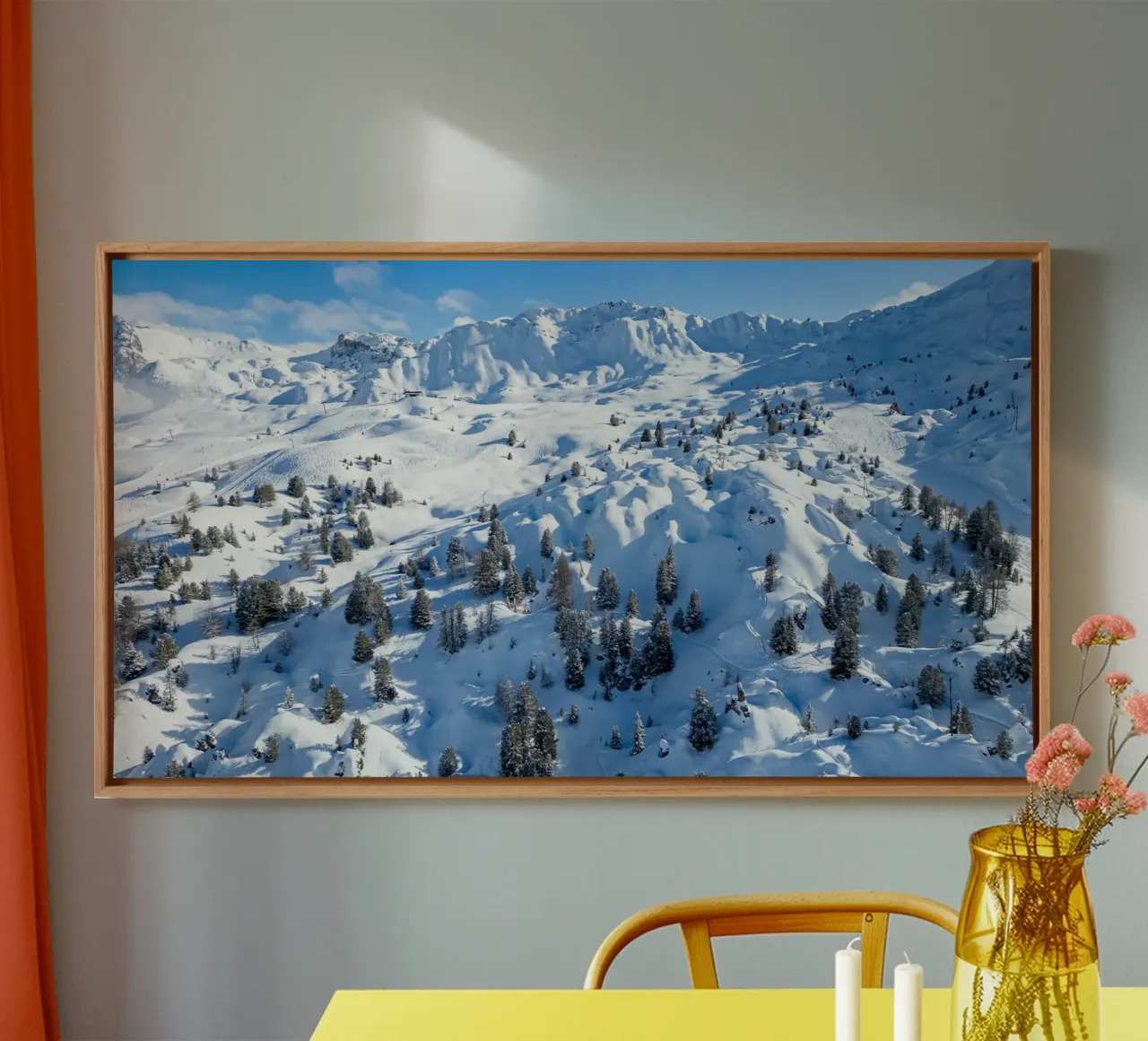 Aerial view of Skiing area of Paradiski, La Plagne, France A canvas by anderm