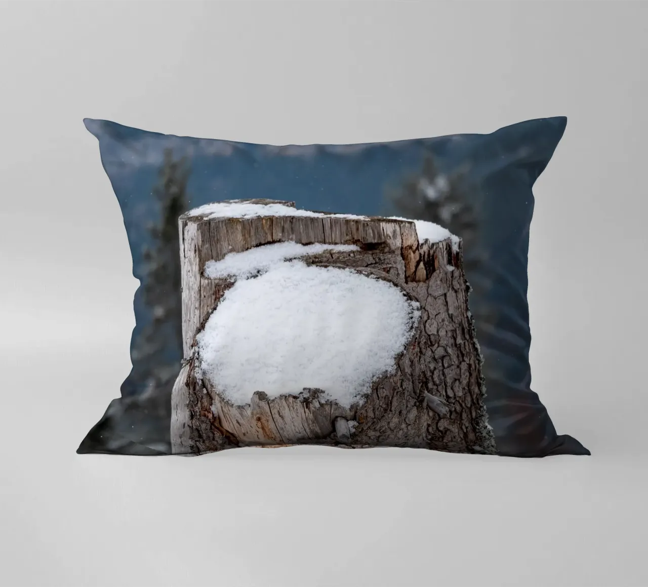 Tronco d'albero coperto di neve cuscino da anderm