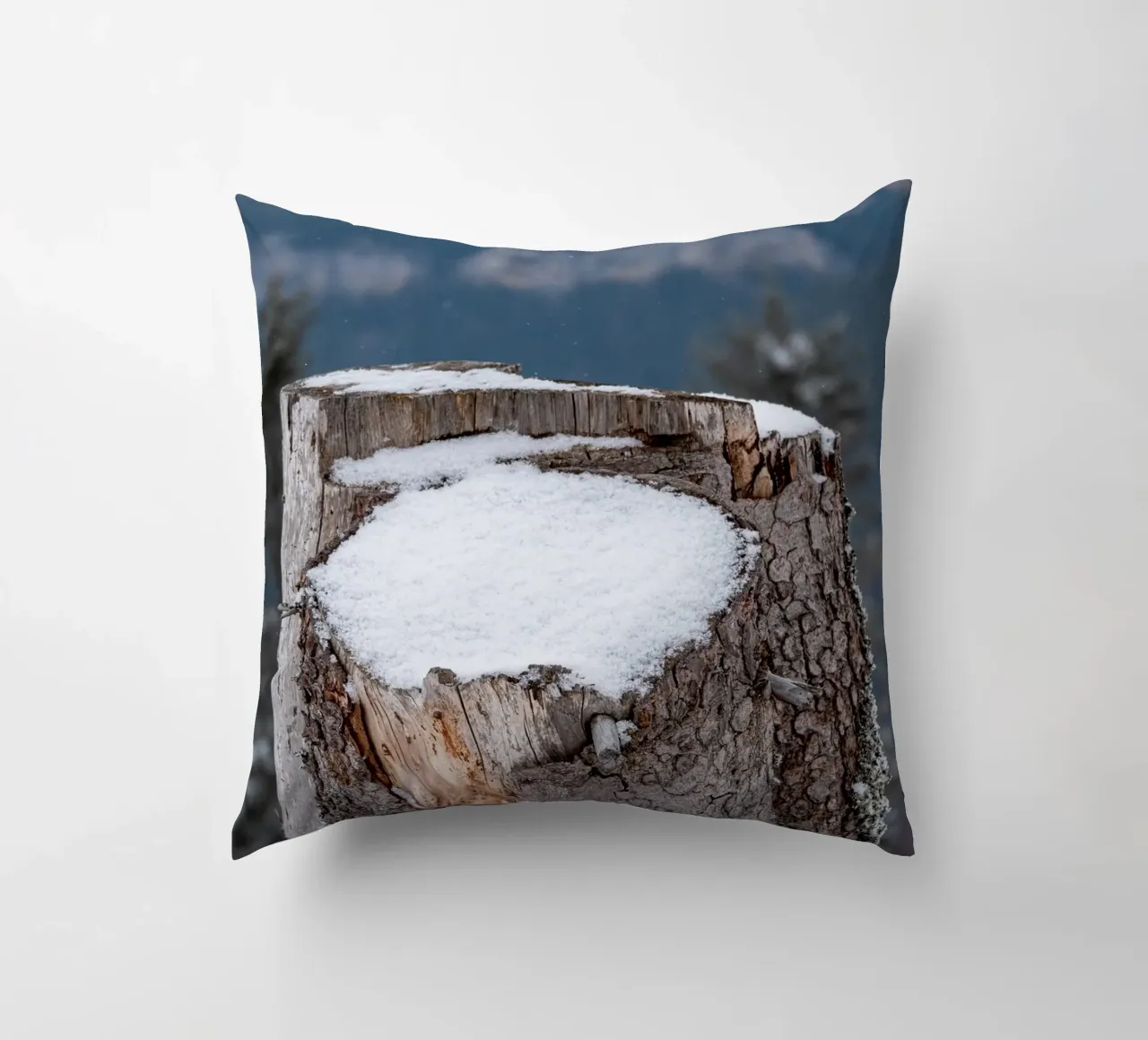Tronco d'albero coperto di neve cuscino da anderm