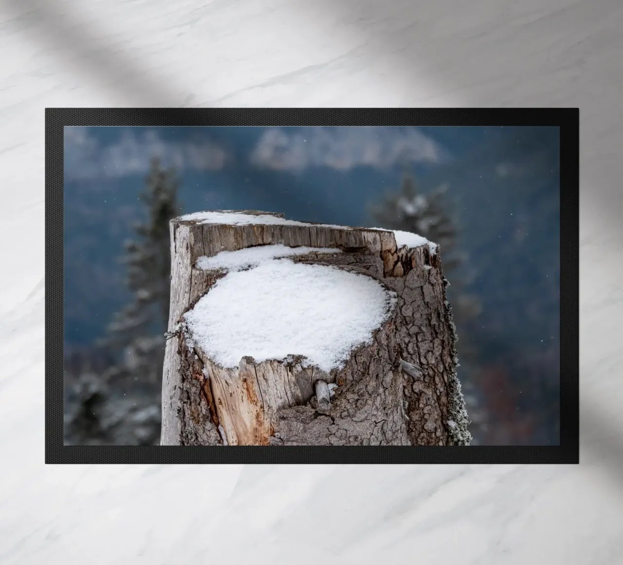 Tronco d'albero coperto di neve zerbino da anderm