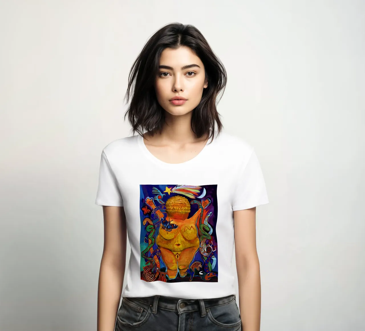 Joyous Willendorf Frauen T-Shirt von goddess art