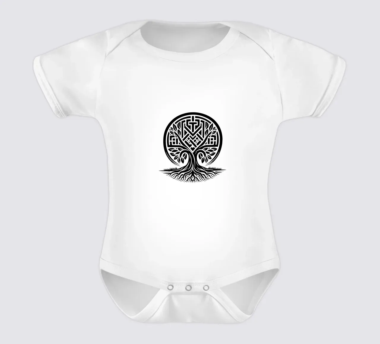 Albero della vita in bianco e nero body neonato maniche corte da Spiritual Touch