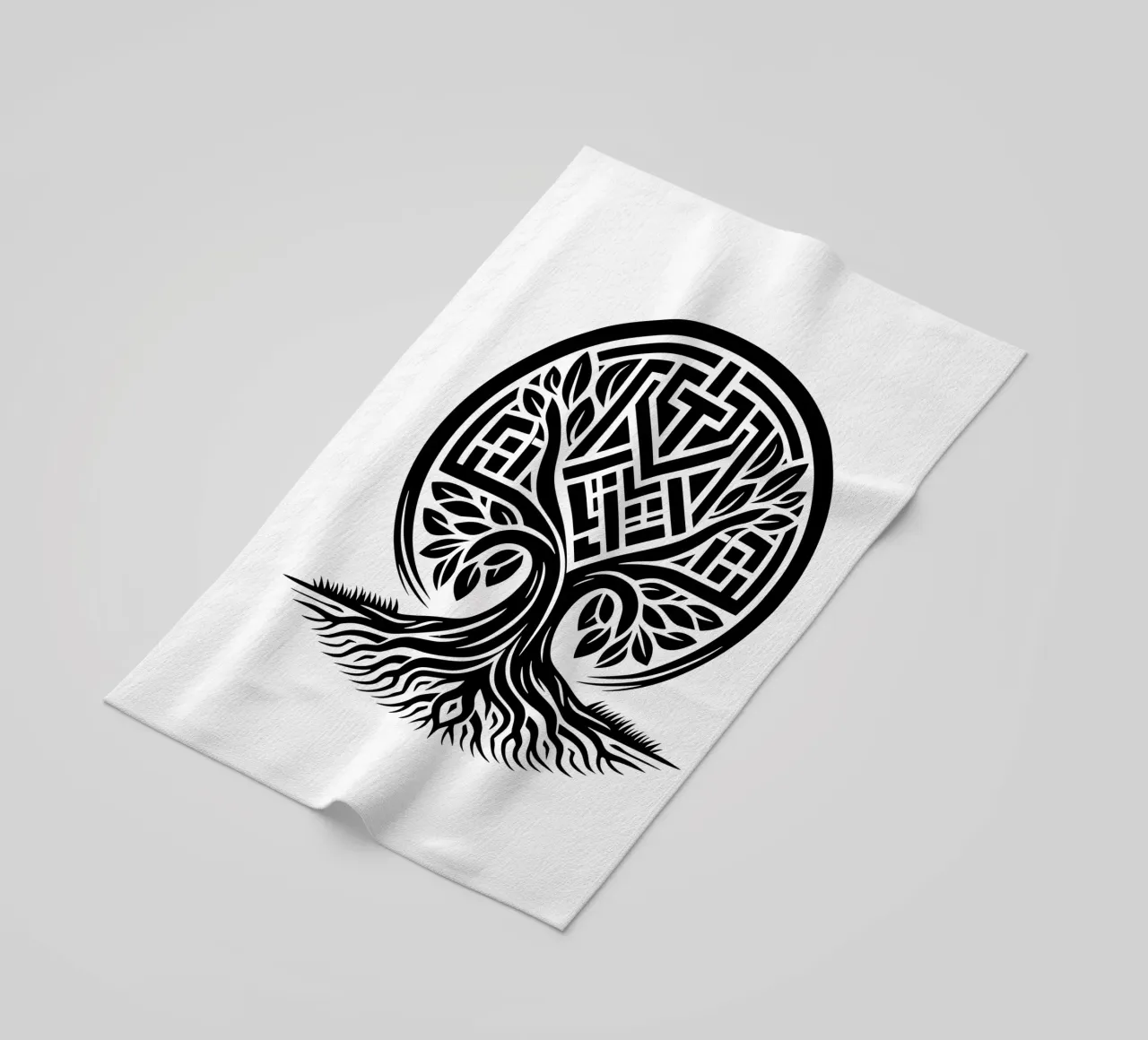 Albero della vita in bianco e nero telo mare da Spiritual Touch