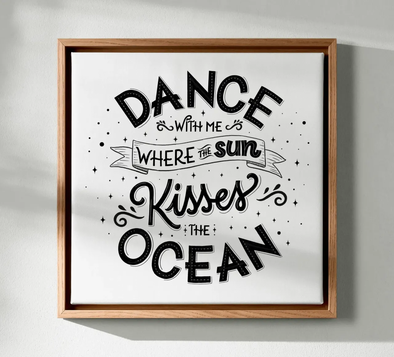 Balla con me dove il sole bacia l'oceano. Liebe. tela con Cornice a cassetta da CalliLetters