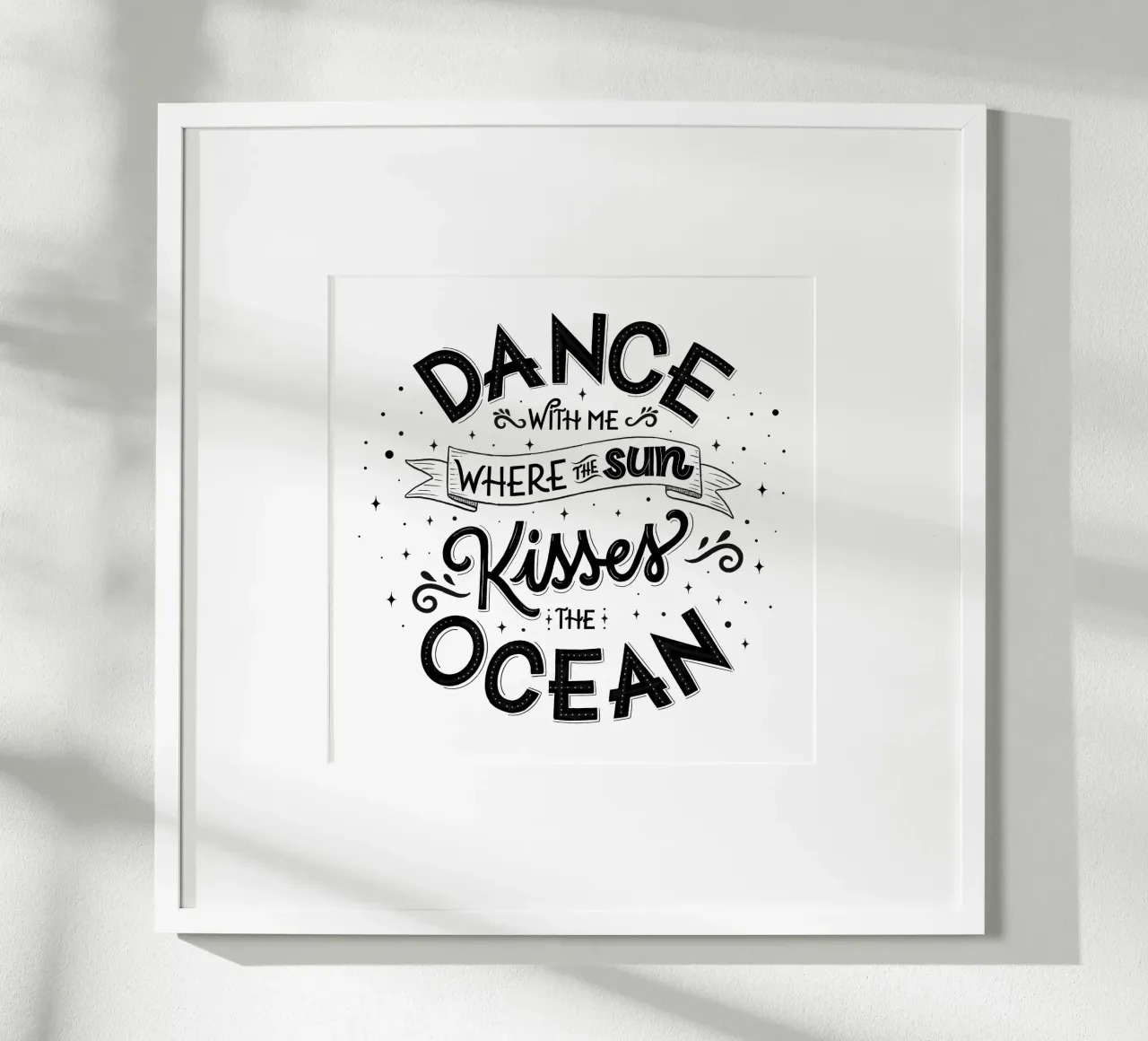 Balla con me dove il sole bacia l'oceano. Liebe. carta hahnemühle da CalliLetters