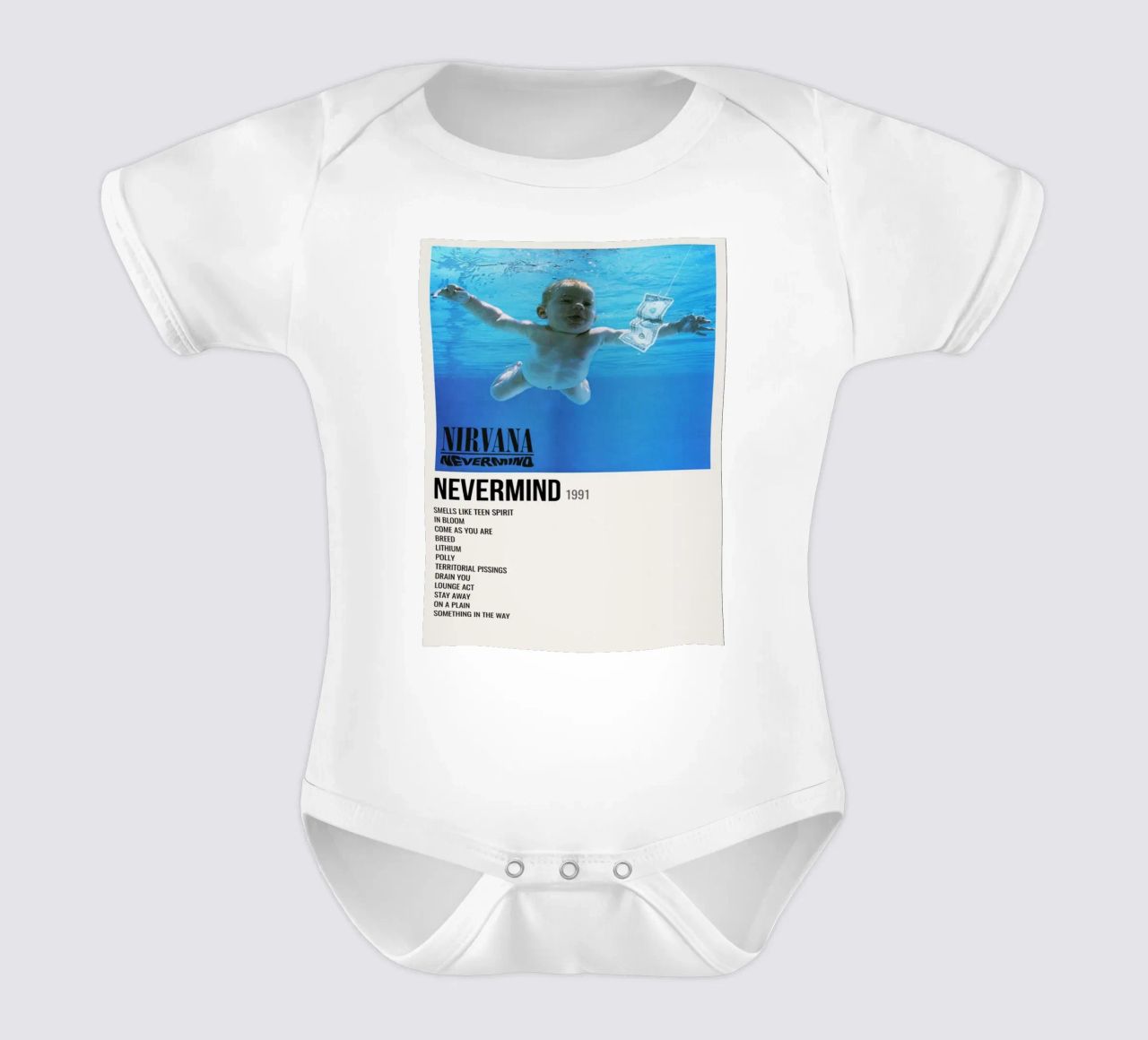 NIRVANA ‘NEVERMIND’ IN STORE 1992 body neonato maniche corte da SoundStudio