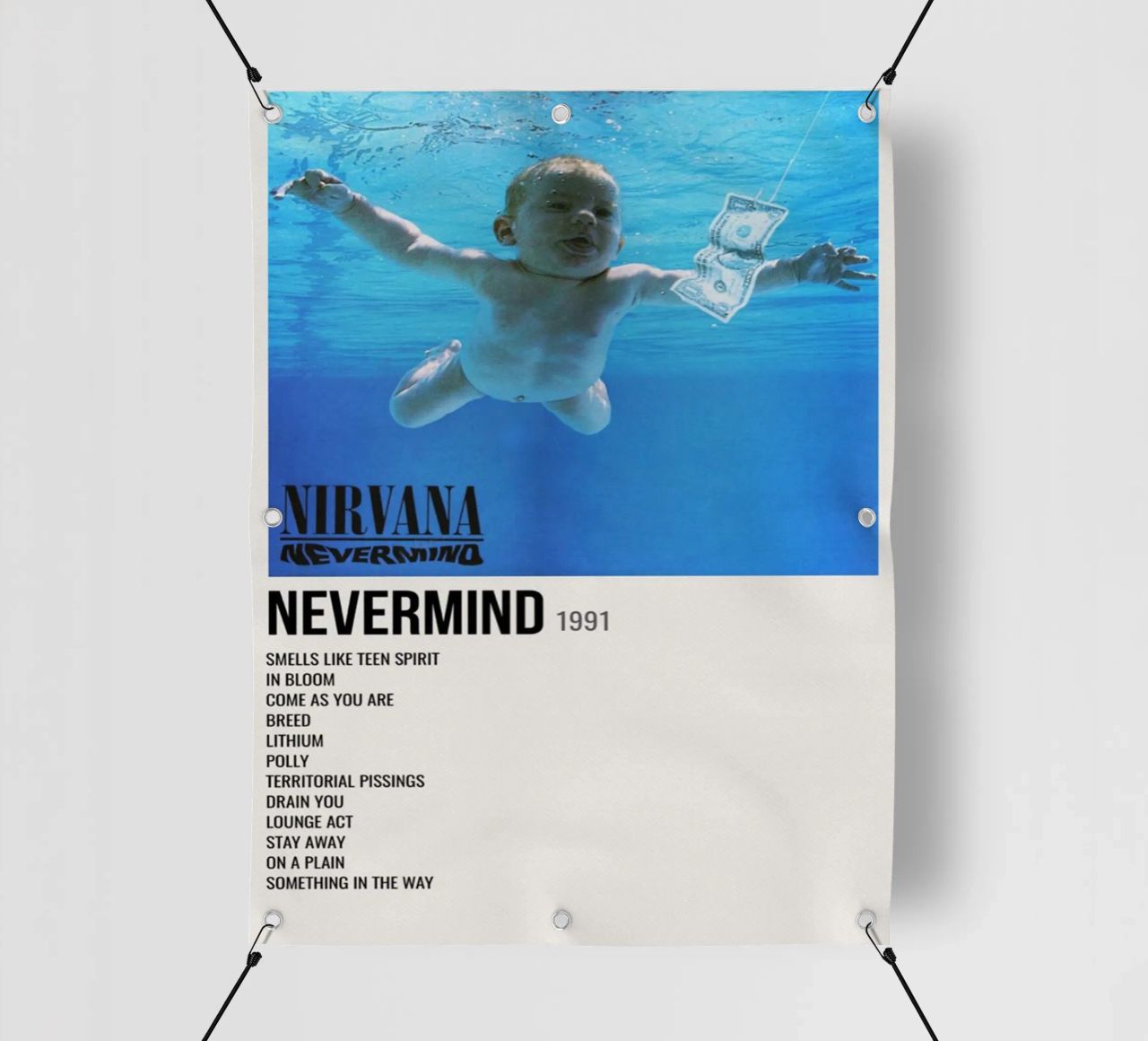 NIRVANA ‘NEVERMIND’ IN STORE 1992 telo in pvc da SoundStudio