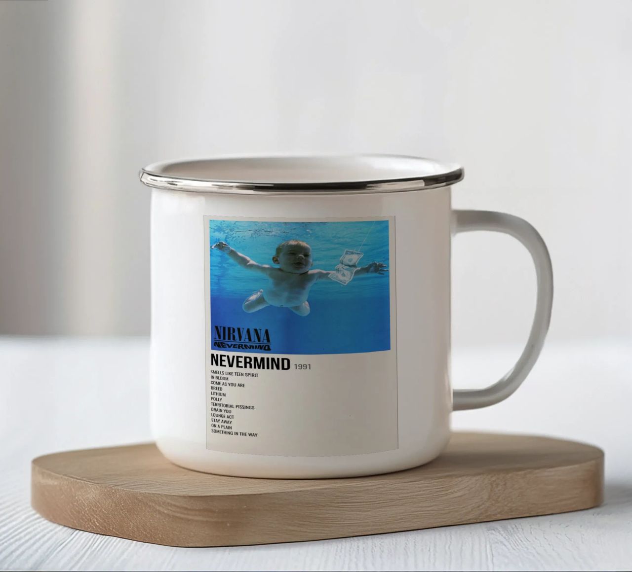 NIRVANA ‘NEVERMIND’ IN STORE 1992 tazza in smalto da SoundStudio
