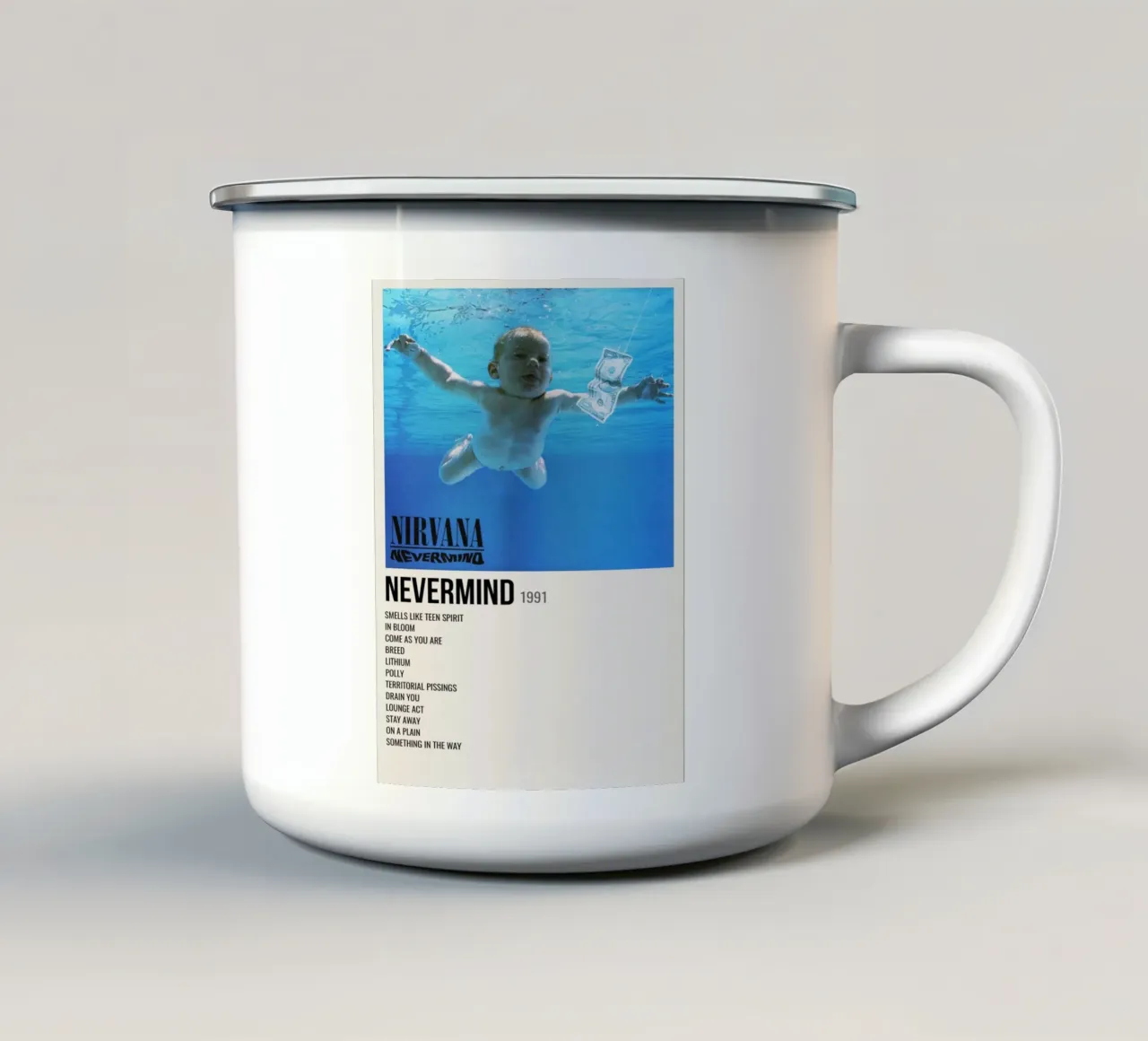 NIRVANA ‘NEVERMIND’ IN STORE 1992 mug en émail de SoundStudio