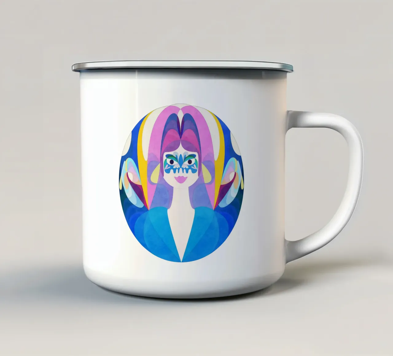 Felice di essere qui tazza in smalto da lovely lines