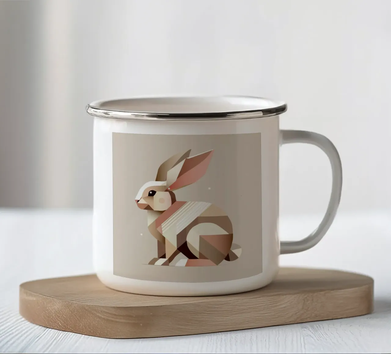 Charming geometry - The abstract rabbit enamel mug by namosh