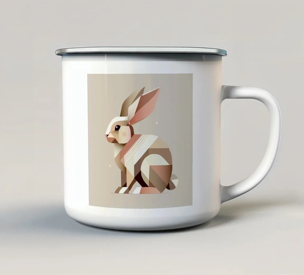 Charming geometry - The abstract rabbit enamel mug by namosh