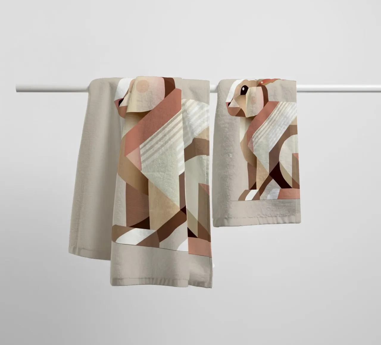 Charming geometry - The abstract rabbit towel by namosh