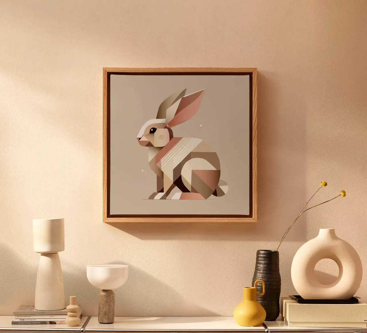 Charming geometry - The abstract rabbit canvas by namosh