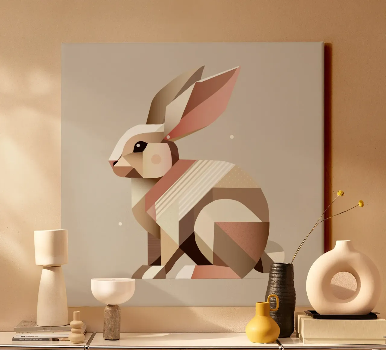 Charming geometry - The abstract rabbit canvas by namosh