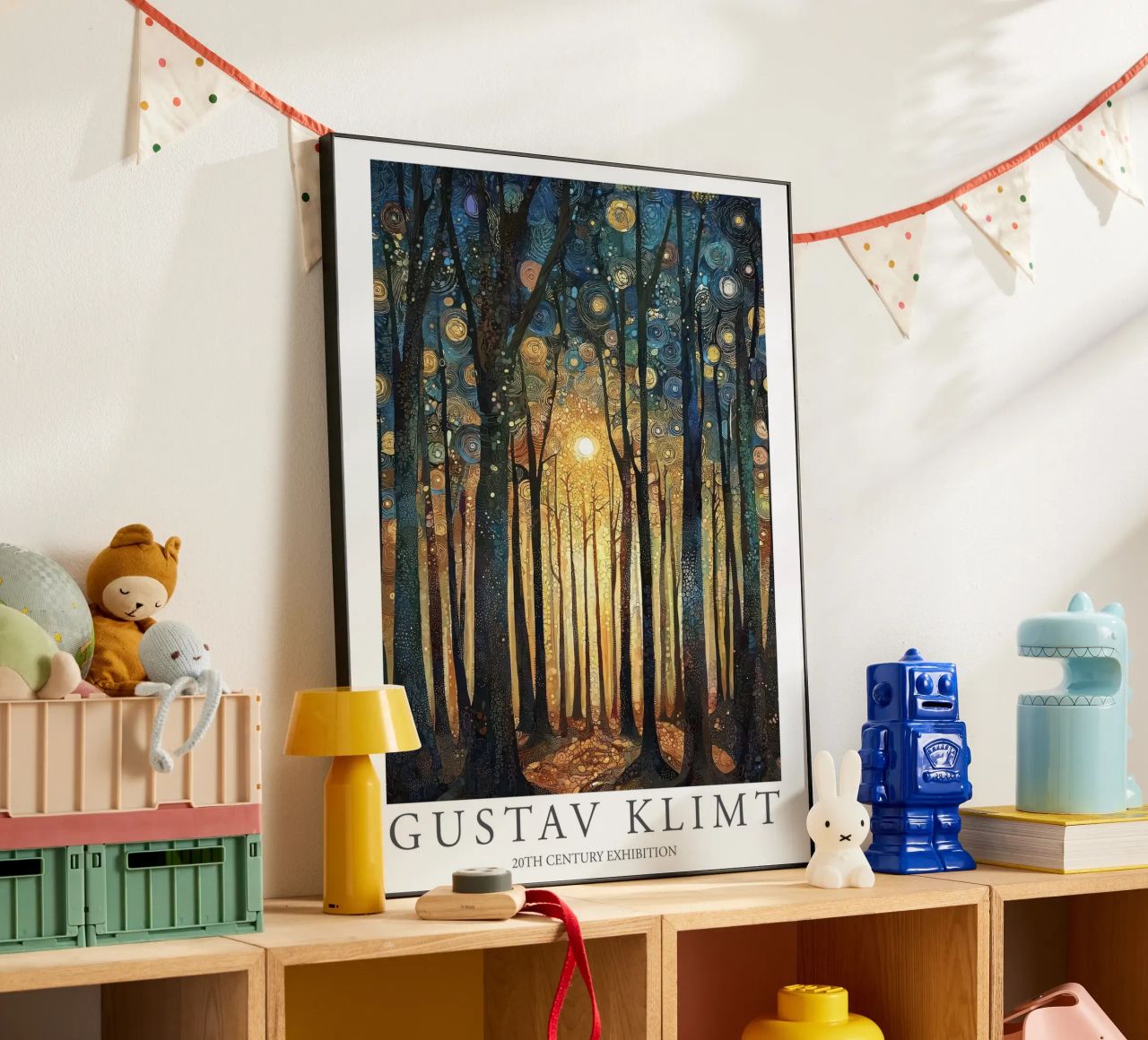 Gustav Klimt, Sonnenwaldbäume, Gemälde Alu-Dibond von Peaches Art Prints