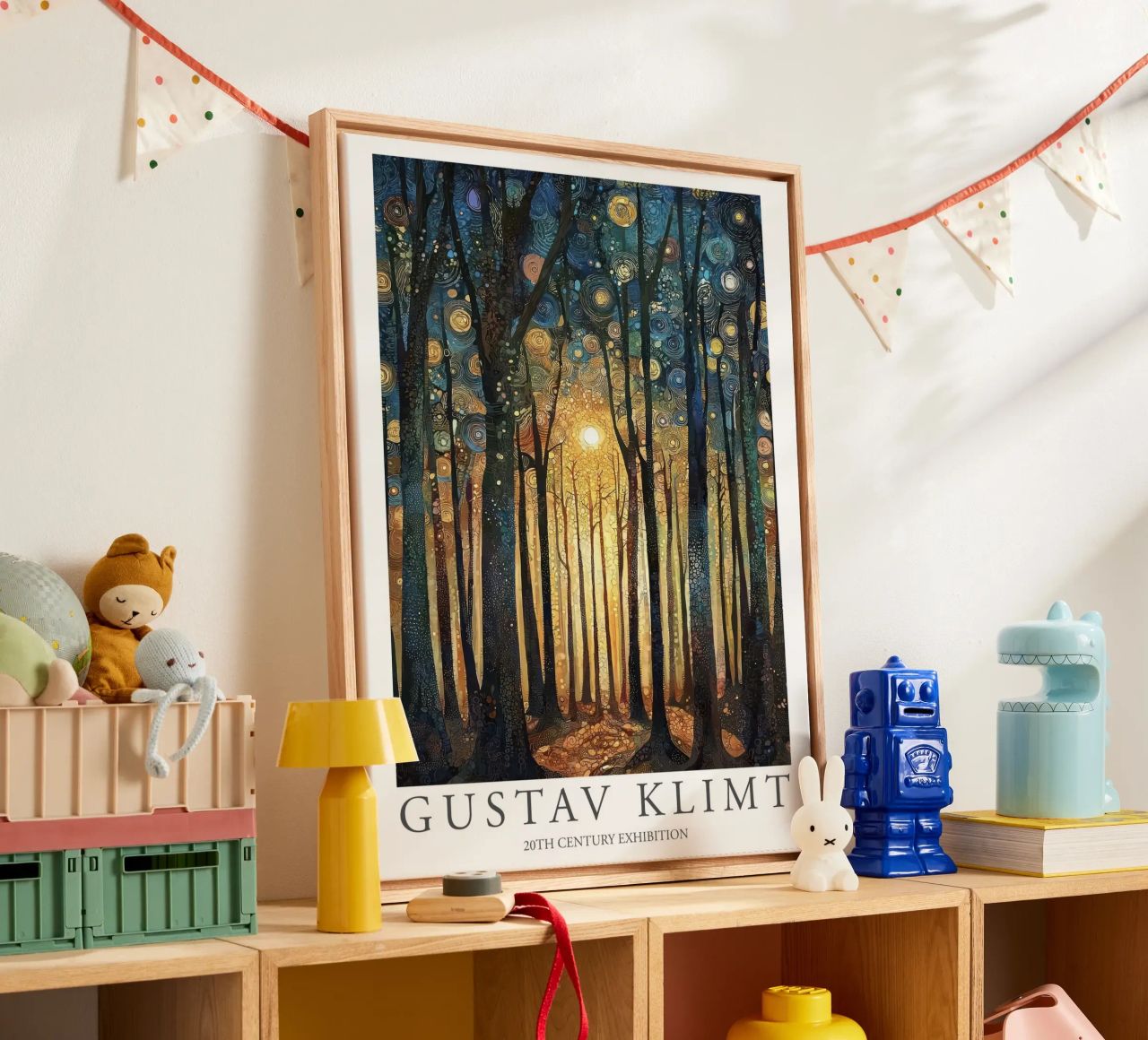 Gustav Klimt, Sonnenwaldbäume, Gemälde Leinwand von Peaches Art Prints