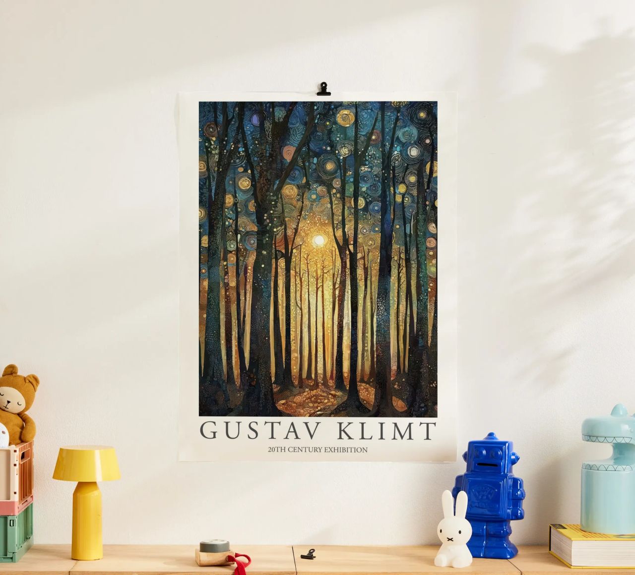 Gustav Klimt, Sonnenwaldbäume, Gemälde Poster von Peaches Art Prints