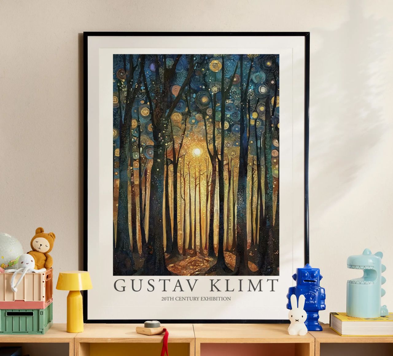 Gustav Klimt, Sonnenwaldbäume, Gemälde Poster von Peaches Art Prints