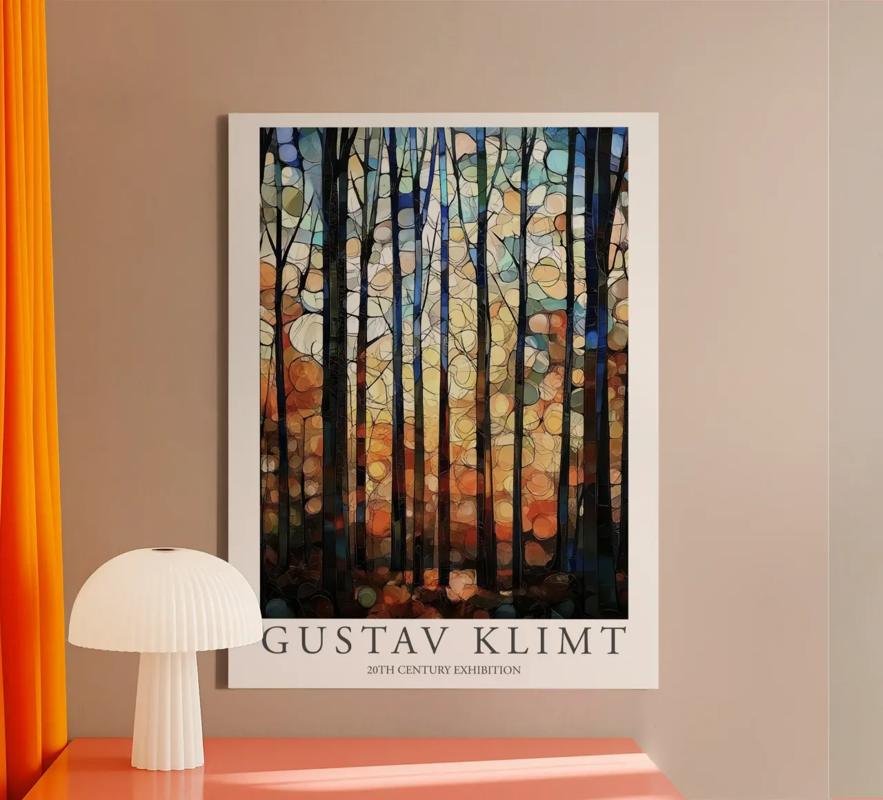 Gustav Klimt, Bäume Blumengarten Gemälde Leinwand mit Schattenfugenrahmen von Peaches Art Prints