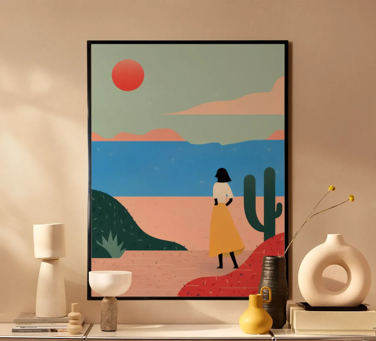 Vista sull'oceano poster con telaio in legno da Demar Galleria