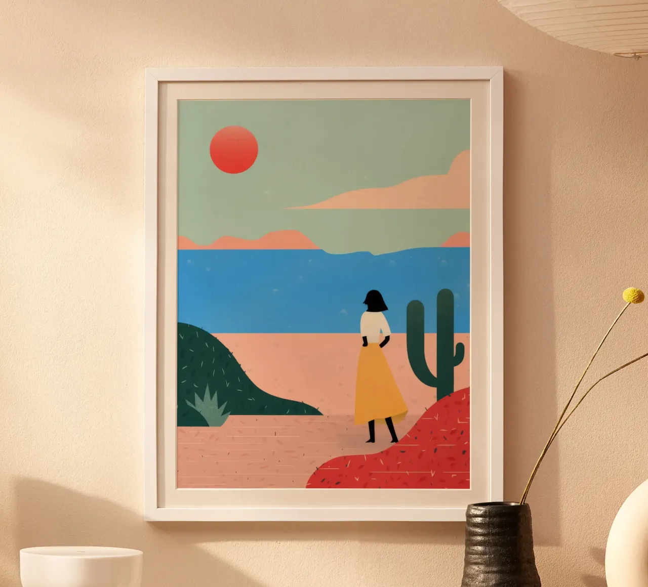 Vista sull'oceano poster con telaio in legno da Demar Galleria
