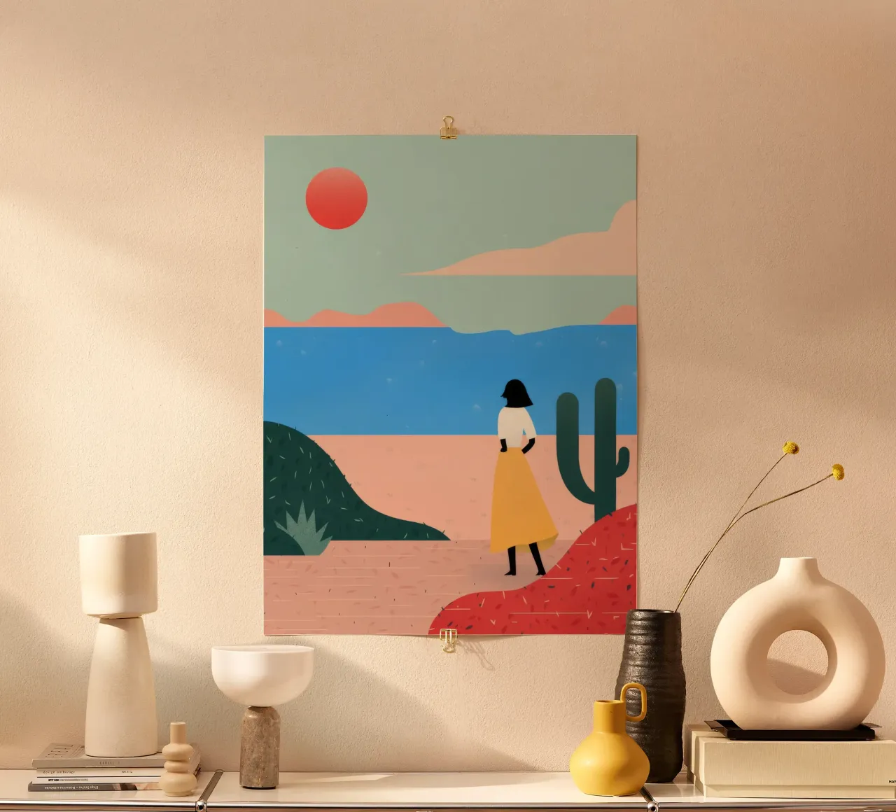 Vista sull'oceano poster con telaio in legno da Demar Galleria