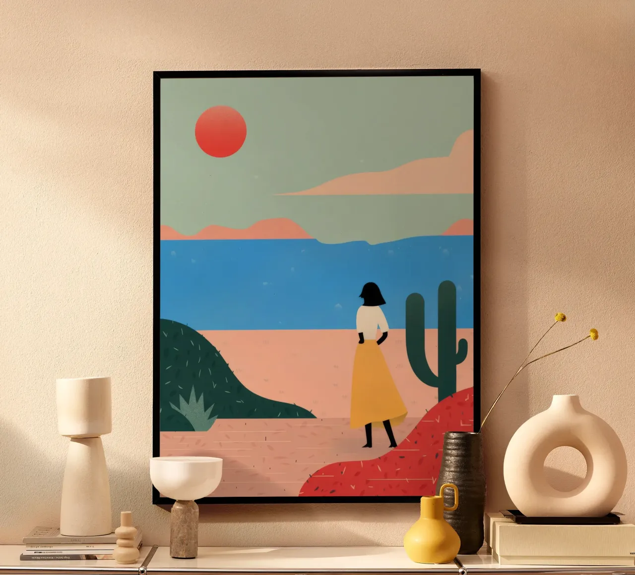 Vista sull'oceano poster con telaio in legno da Demar Galleria