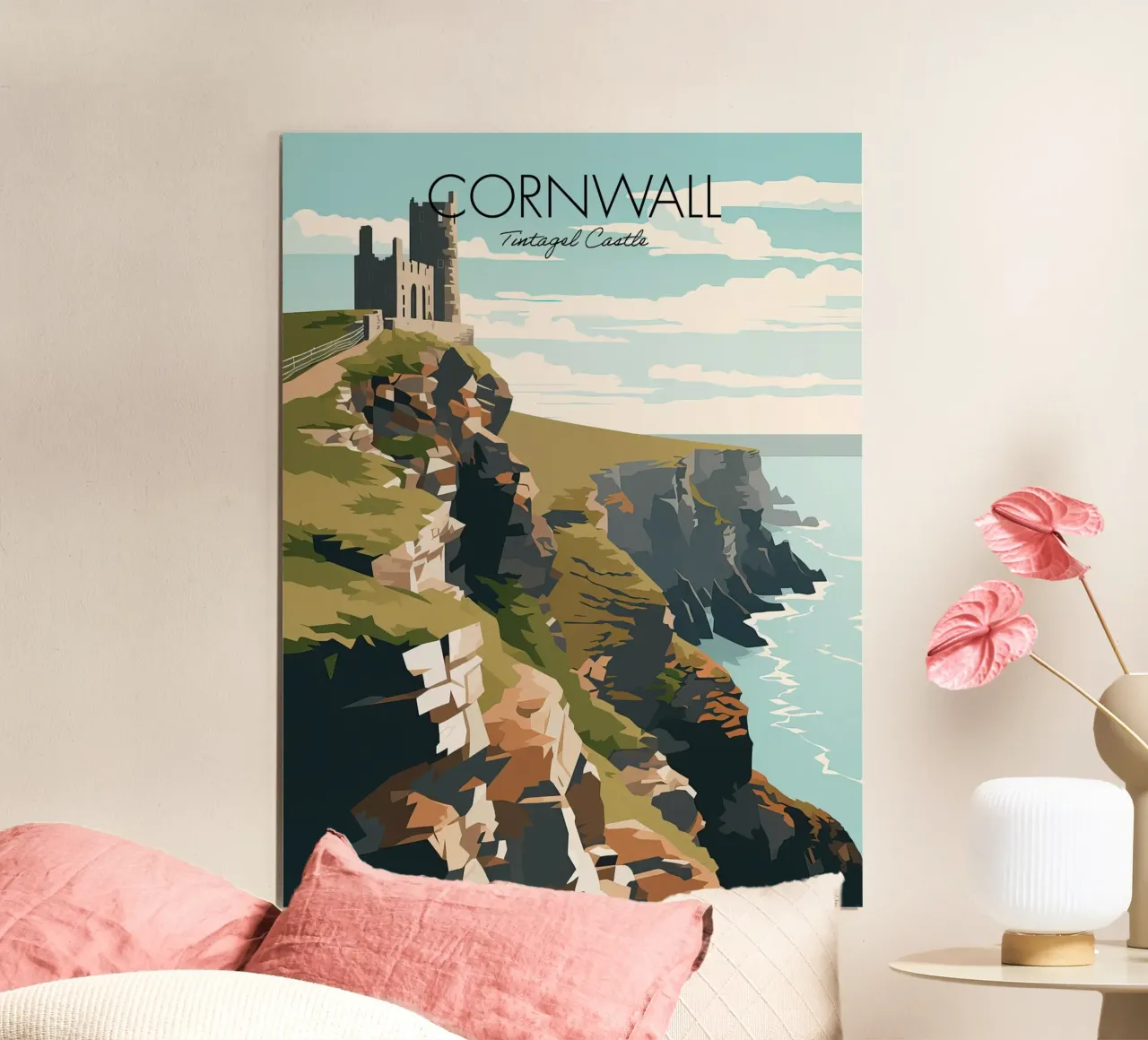 Cornwall, Engeland,Castle Cliffs Reiskunst hahnemühle van Peaches Art Prints