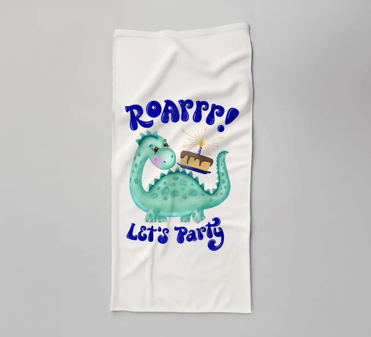 Dinosaur with birthday cake. Roarrr. Let's party. towel by CalliLetters